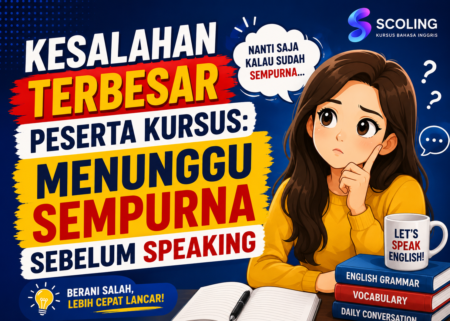 Kesalahan Terbesar Peserta Kursus: Menunggu Sempurna Sebelum Speaking